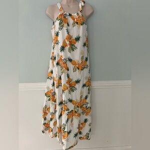 Anthropologie maxi sundress dress tropical floral pineapple whimsy vacation M